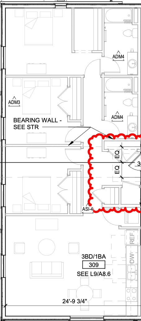 Floor plan for 3 beds, 1 bath, 1117 sqft
